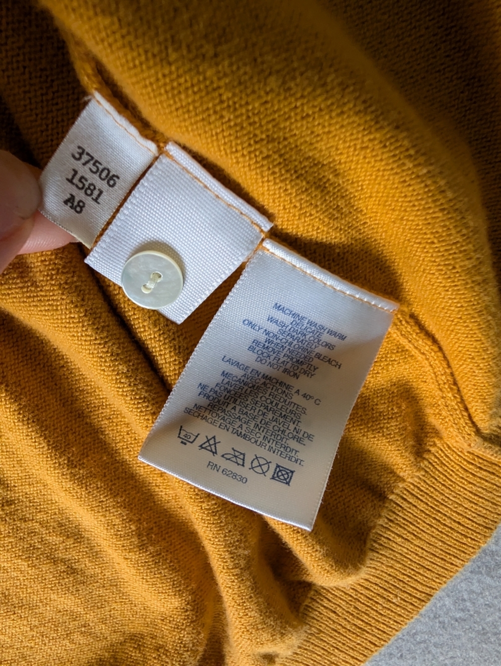 Vintage 90s Land's End 100% Cotton Women's Cardigan Sweater 2 Pc Set Yellow Sz S - Picture 8 of 16